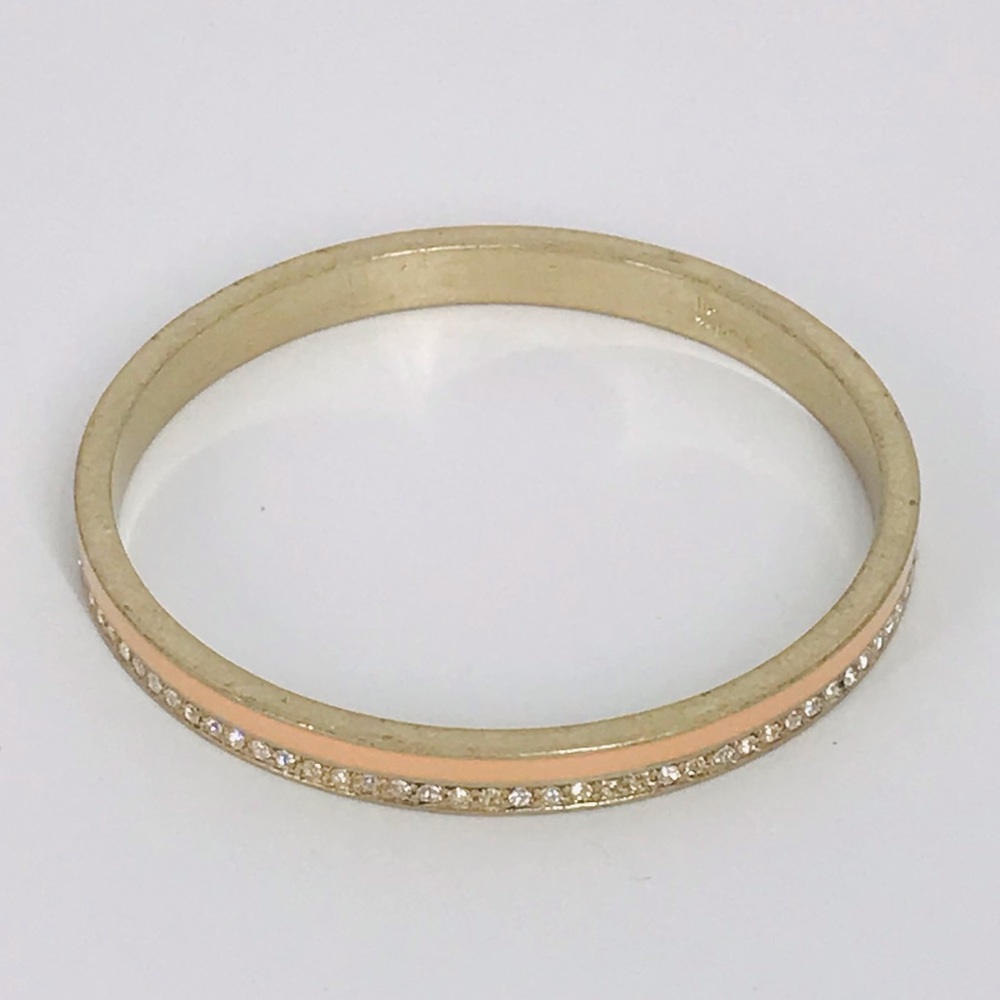 Lia Sophia Gold Tone Bangle with Peach Enamel and Crystal Row